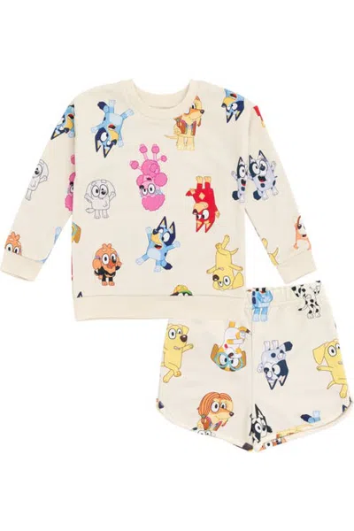 Bluey Kids'  2-piece Sweatshirt And Shorts Set In Neutral