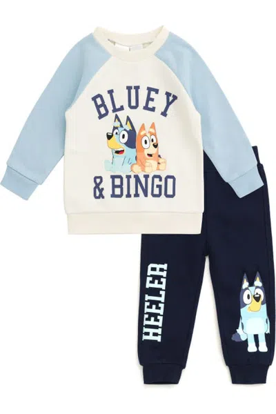 Bluey Boys' 2-piece Fleece Sweatshirt And Pants Set (toddler, Little Kid & Big Kid) In White