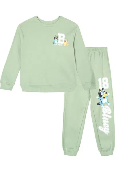 Bluey Boys' 2-piece Fleece Sweatshirt And Pants Set (toddler, Little Kid & Big Kid) In Green
