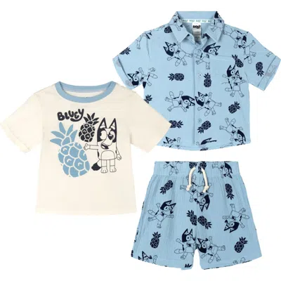 Bluey Kids'  Hawaiian Shirt, Tee And Shorts Set