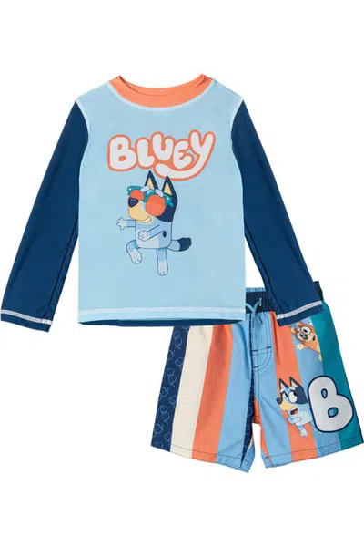 Bluey Long Sleeve Rash Guard And Swim Trunks Set (toddler & Little Kid)