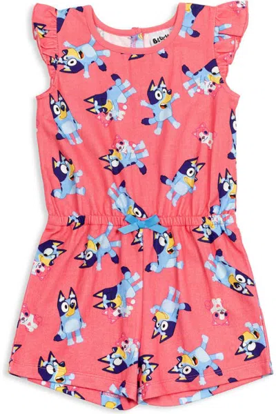 Bluey Kids'  Sleeveless Skater Romper In Pink