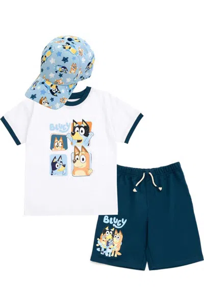 Bluey Kids'  T-shirt And Shorts Set With Hat In Multi