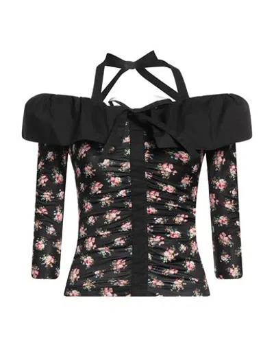 Blugirl Blumarine Woman T-shirt Black Size 8 Polyester, Elastane, Cotton