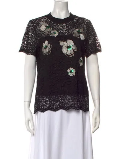 Pre-owned Blugirl Floral Print Crew Neck Sweater In Black