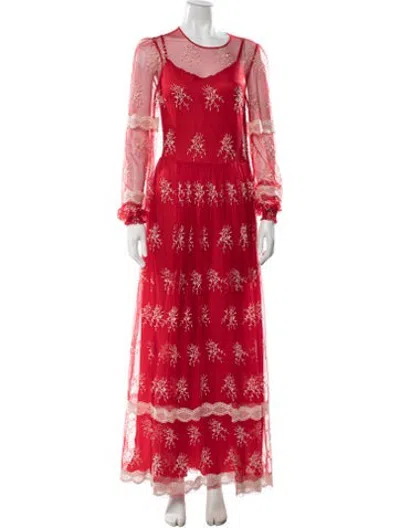 Pre-owned Blugirl Floral Print Long Dress In Red