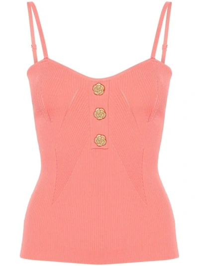 Blugirl Sweetheart-neck Fine-ribbed Top In Pink