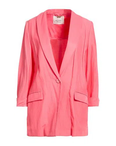 Blugirl Woman Blazer Coral Size 6 Viscose, Linen In Pink