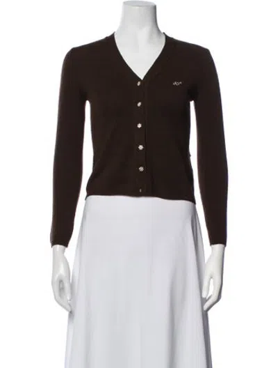 Pre-owned Blugirl Wool V-neck Sweater In Brown