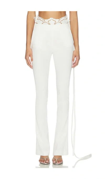 Blumarine Compact Tailor Pant In White Pearl