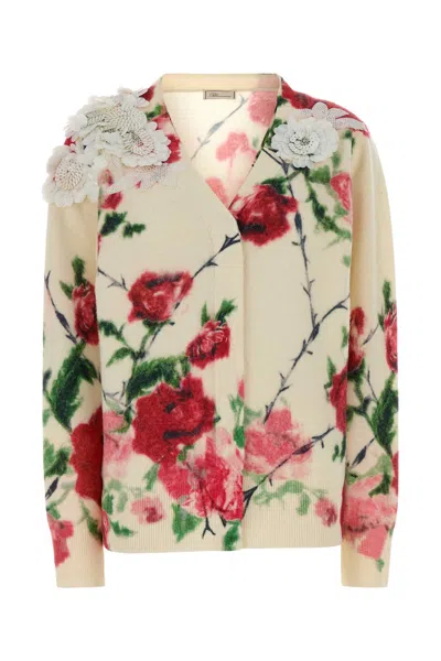 Blumarine Floral Printed Wool-blend Cardigan