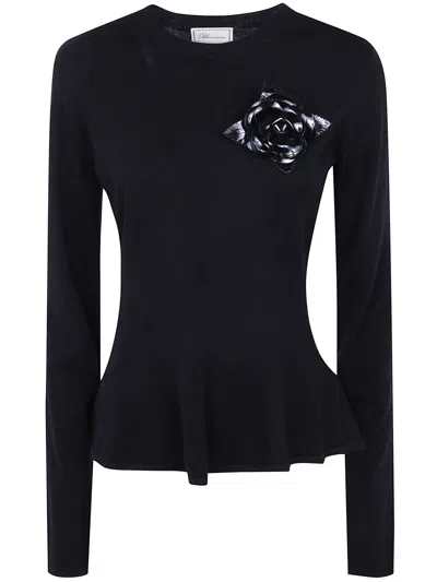 Blumarine Godet Wool Sweater In Animal Print