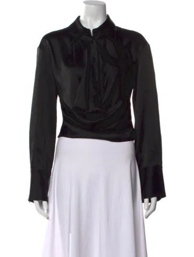 Pre-owned Blumarine Long Sleeve Blouse In Black