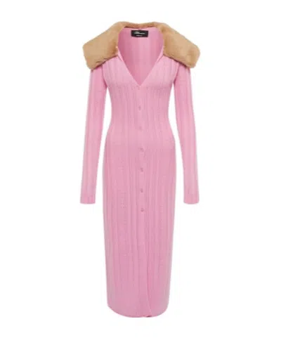 Blumarine Openwork Knit Cardigan In Pink