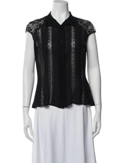 Pre-owned Blumarine Silk Lace Pattern Blouse In Black