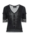 Blumarine Woman Sweater Black Size 4 Viscose, Linen, Polyamide, Rubber, Cotton