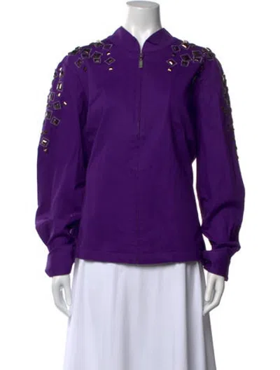 Pre-owned Bob Mackie Long Sleeve Top W/ Tags In Purple