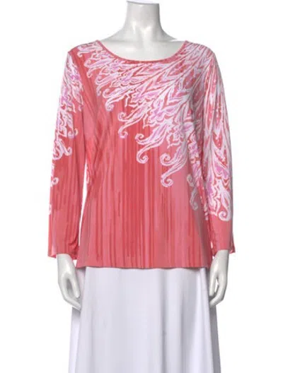 Pre-owned Bob Mackie Printed Crew Neck Top In Pink