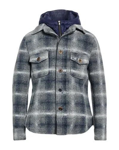 Bob Man Jacket Grey Size 38 Polyester, Acrylic, Virgin Wool, Elastane In Blue