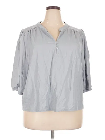 Pre-owned Bobeau 3/4 Sleeve Blouse In Gray
