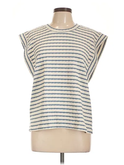 Bobeau Short Sleeve Top Silver High Neck Tops In Metallic