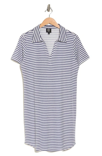 Bobeau Stripe Polo Dress In Blue