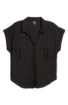 Bobeau Utility Short Sleeve Button-up Shirt In Black