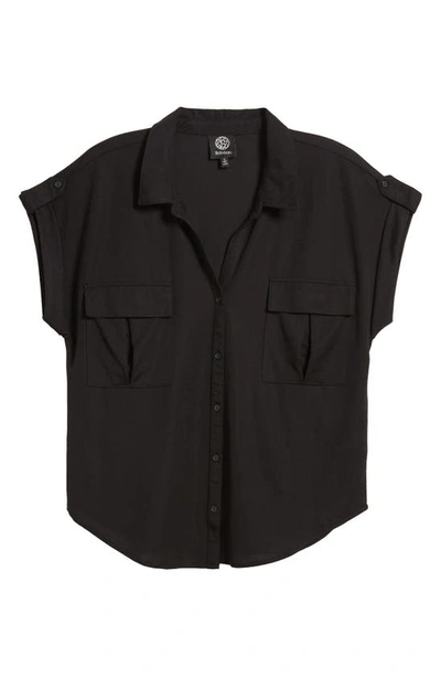 Bobeau Utility Short Sleeve Button-up Shirt In Black