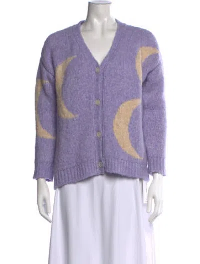 Pre-owned Bobo Choses Graphic Print V-neck Sweater In Purple