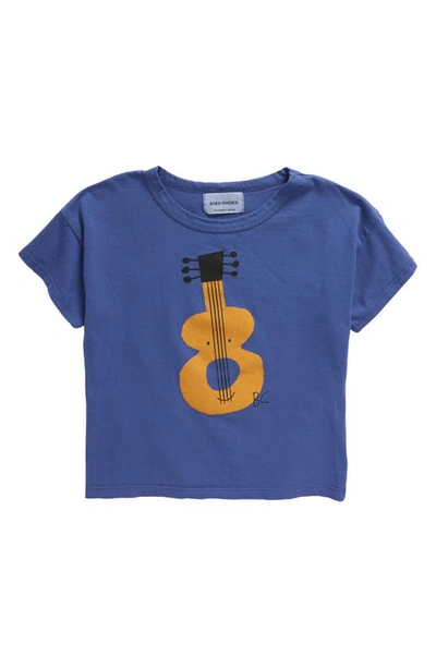 Bobo Choses Kids' Acoustic Guitar Organic Cotton Graphic T-shirt In Navy Blue