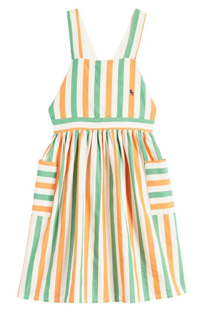 Bobo Choses Babies'  Kids' Stripe Cotton Pinafore Dress In Off White