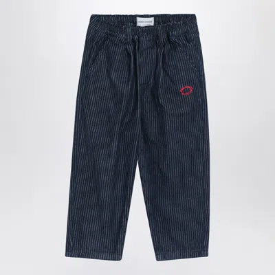 Bobo Choses Kids' Navy Blue Striped Jeans In Black