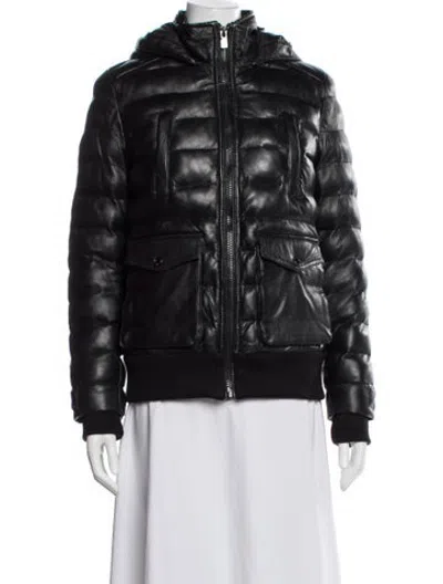 Pre-owned Bod & Christensen Leather Down Jacket In Black
