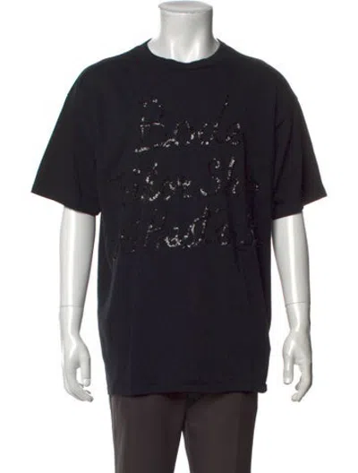 Pre-owned Bode Graphic Print Crew Neck T-shirt In Black