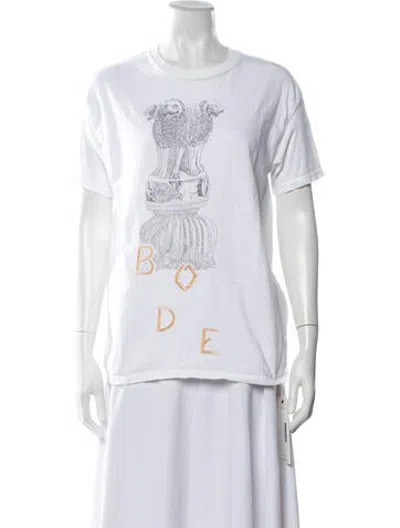 Pre-owned Bode Graphic Print Crew Neck T-shirt In White