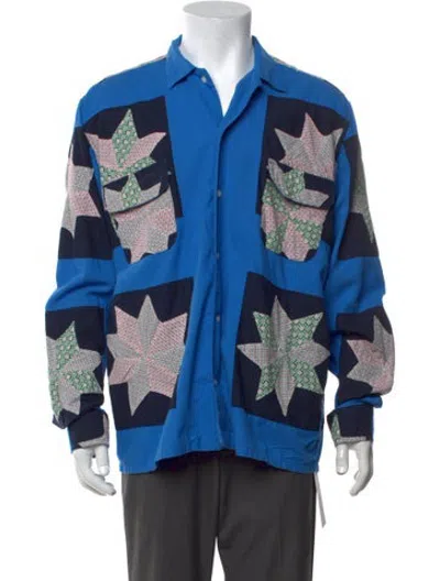 Pre-owned Bode Graphic Print Long Sleeve Shirt In Blue