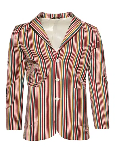 Bode Lawrence Striped Suit Jacket In Brown