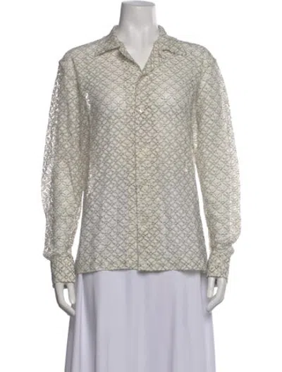 Pre-owned Bode Patterned Long Sleeve Button-up Top In Grey