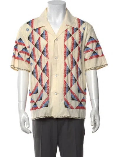 Pre-owned Bode Patterned Short Sleeve Shirt In Blue/neutrals/red