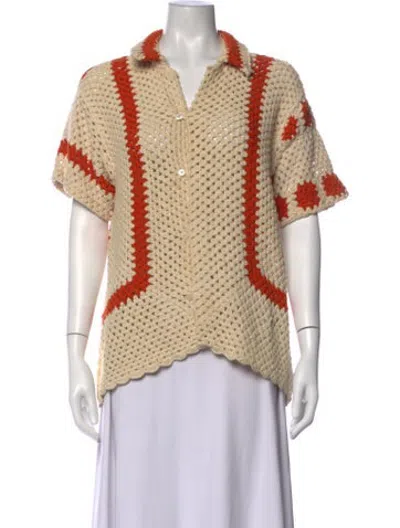 Pre-owned Bode Patterned V-neck Sweater In Neutrals