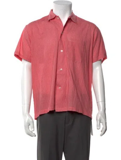 Pre-owned Bode Plaid Print Short Sleeve Shirt In Pink