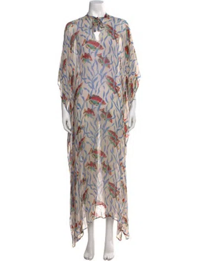 Pre-owned Bode Printed Long Dress In Neutrals