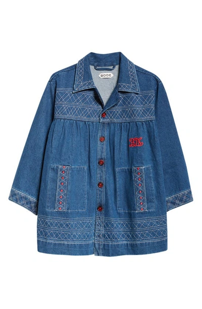Bode Quincy Embroidered Denim Jacket In Blue