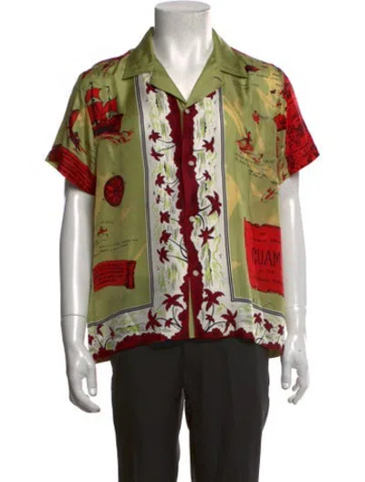 Pre-owned Bode Silk Graphic Print Dress Shirt In Multicolor