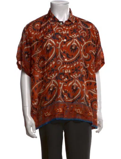 Pre-owned Bode Silk Paisley Print Shirt In Orange