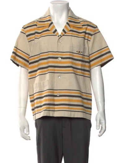 Pre-owned Bode Striped Short Sleeve Shirt In Neutrals