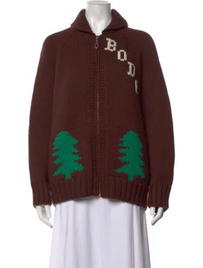 Pre-owned Bode Wool Graphic Print Sweater In Brown