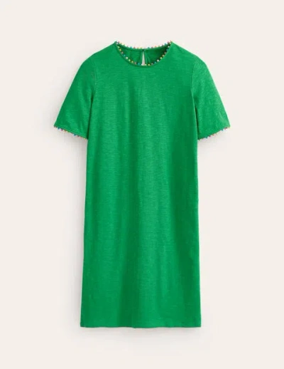 Boden Ali Pom Sleeve Dress Green Tambourine Women