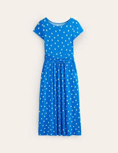 Boden Amelie Jersey Midi Dress Blue, Scattered Brand Spot Women