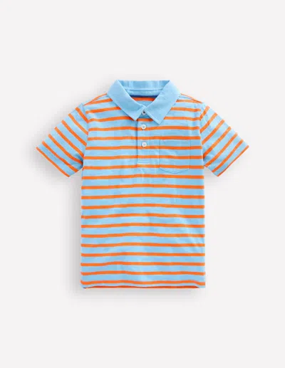 Boden Kids' Boys Slub Polo Shirt In Blue | Size 2-3 Years